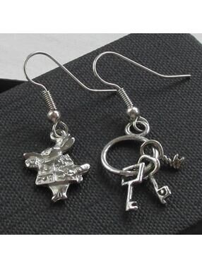 New Arrival! Whimsical Adorable Alice in Wonderland Rabbit With Keys Earrings